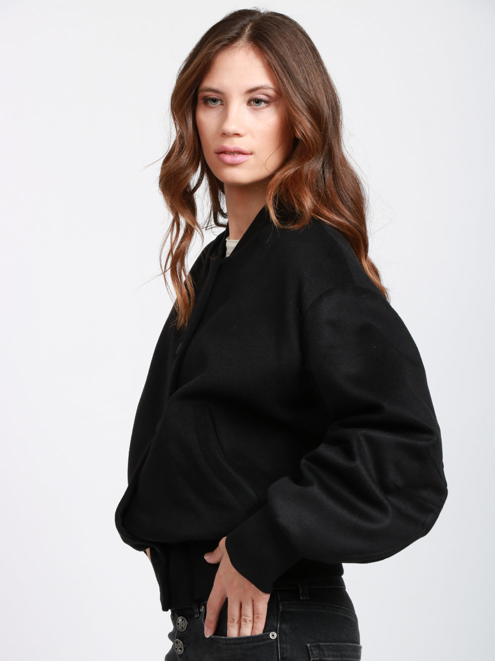 DONDUP Bomber Imbottito in Cashmere Nero Nero