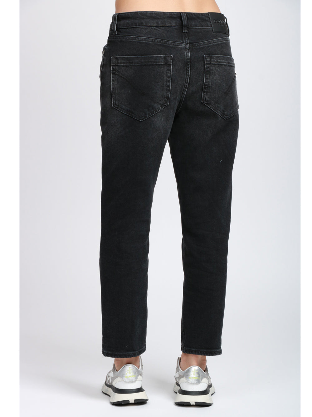 DONDUP Jeans Koons in Denim di Cotone Neri con Bottoni Gioiello Denim Nero