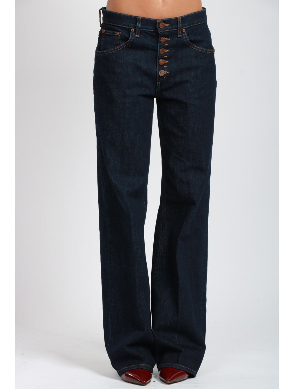 DONDUP Jeans Jacklyn Wide Leg in Denim Stretch Denim scuro