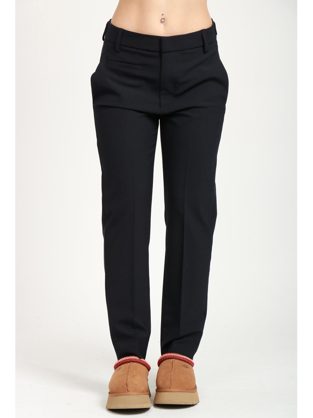 DONDUP Pantaloni Ariel 27 Inches in Fresco Lana Blu Notte Blu