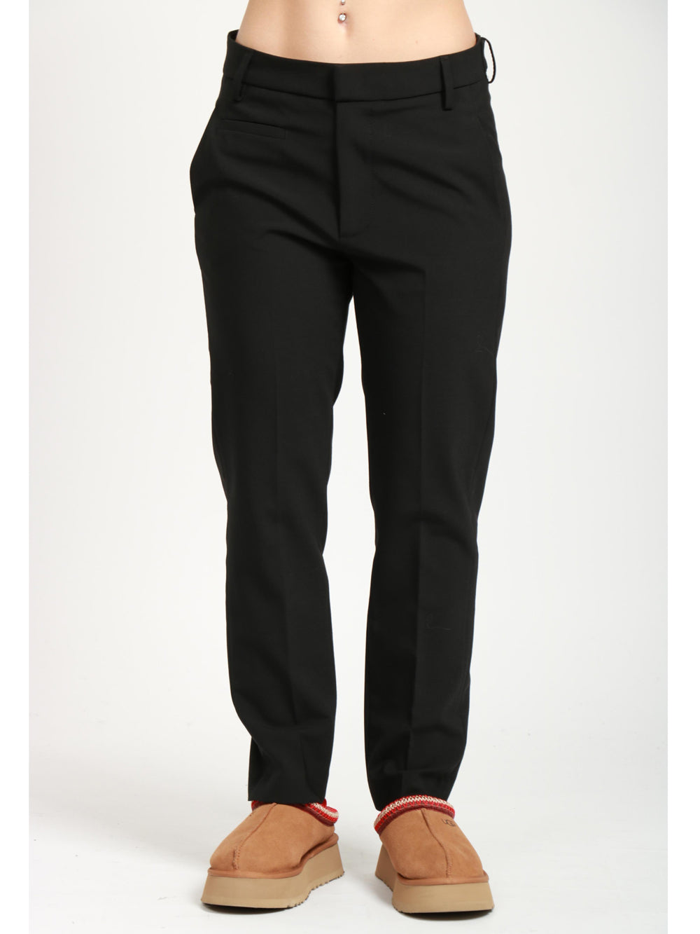 DONDUP Pantaloni Ariel 27 Inches in Fresco Lana Neri Nero