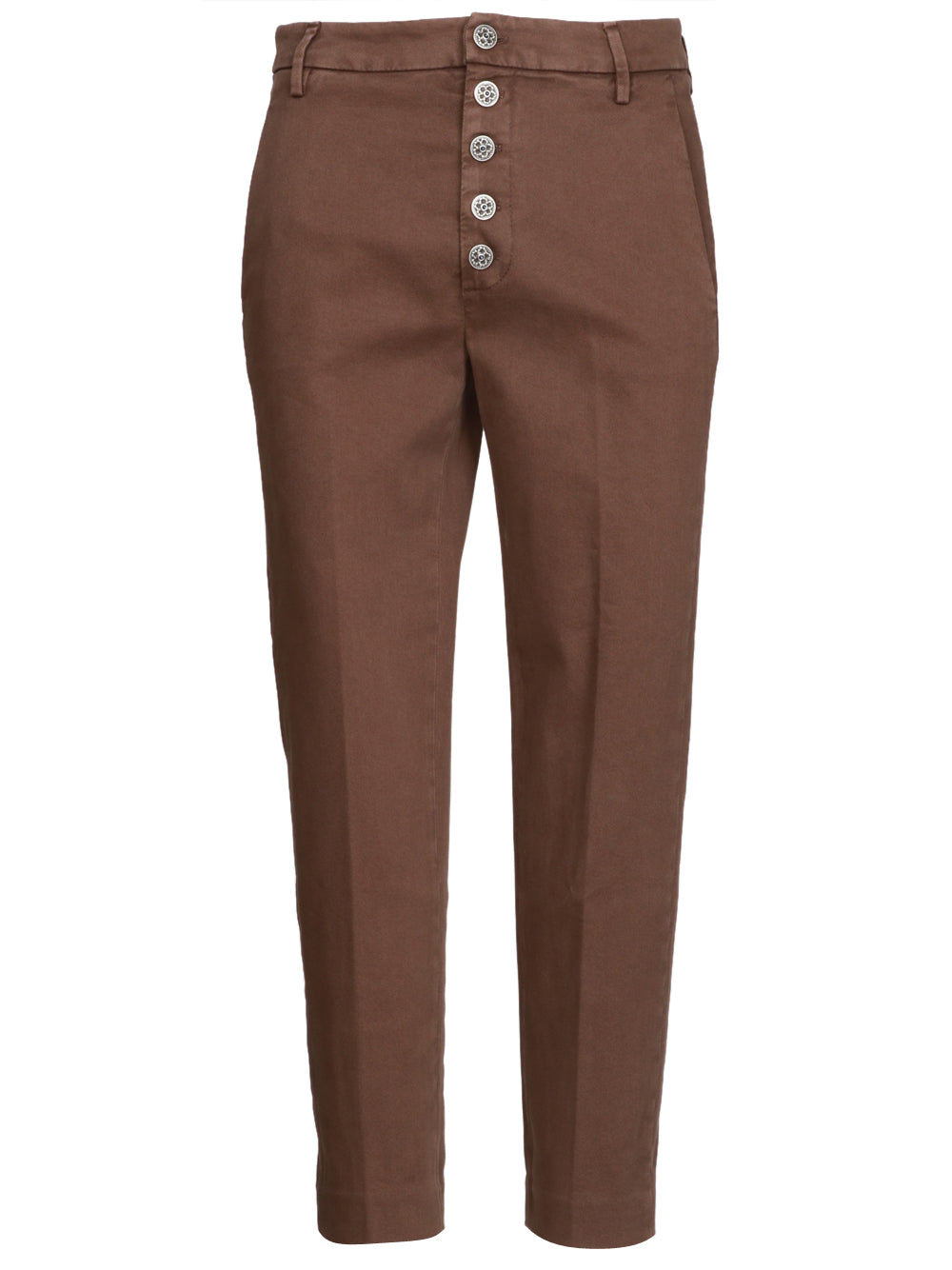 DONDUP Pantaloni Nima in Cotone Marrone con Bottoni Marrone