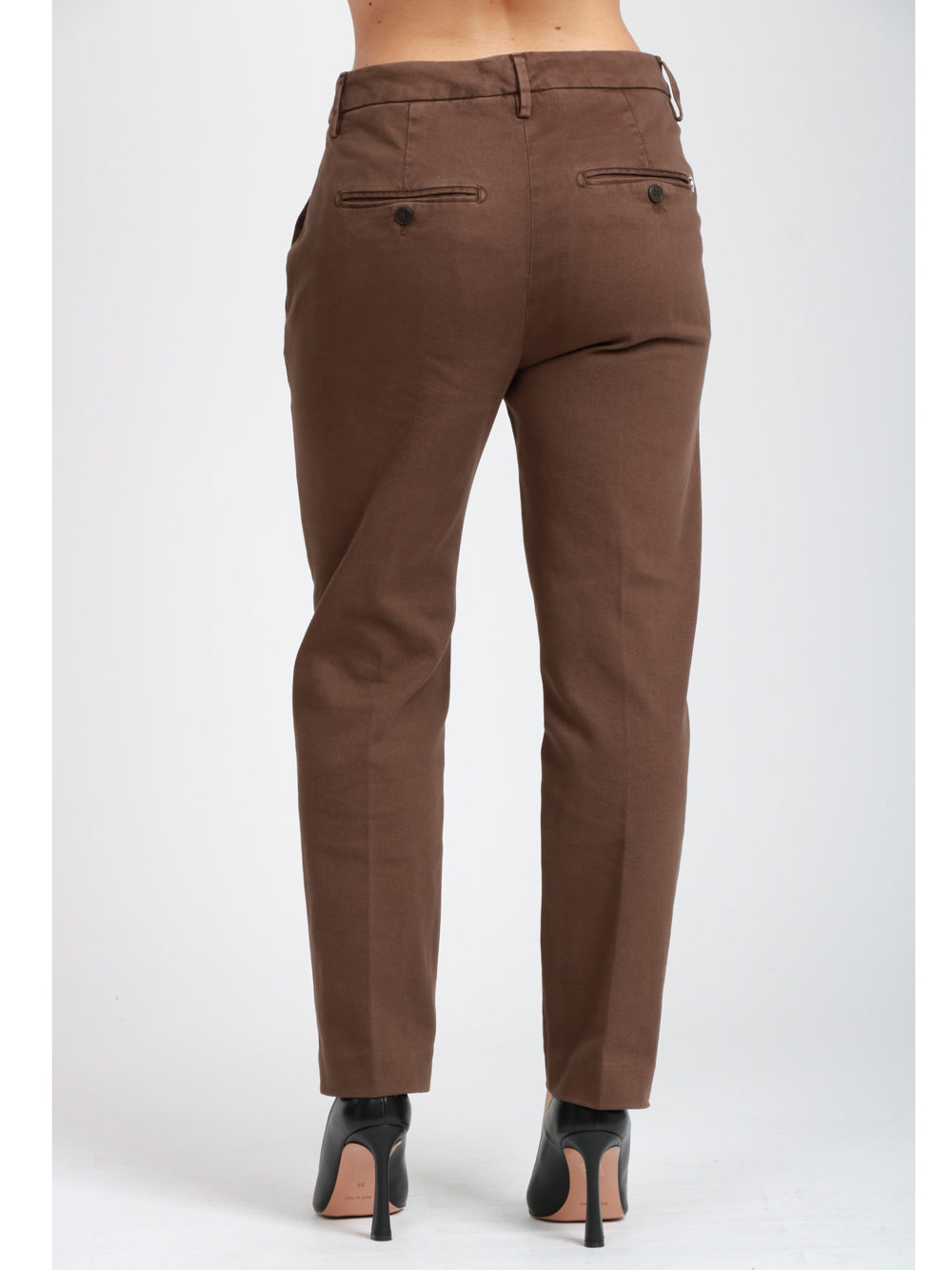 DONDUP Pantaloni Nima in Cotone Marrone con Bottoni Marrone
