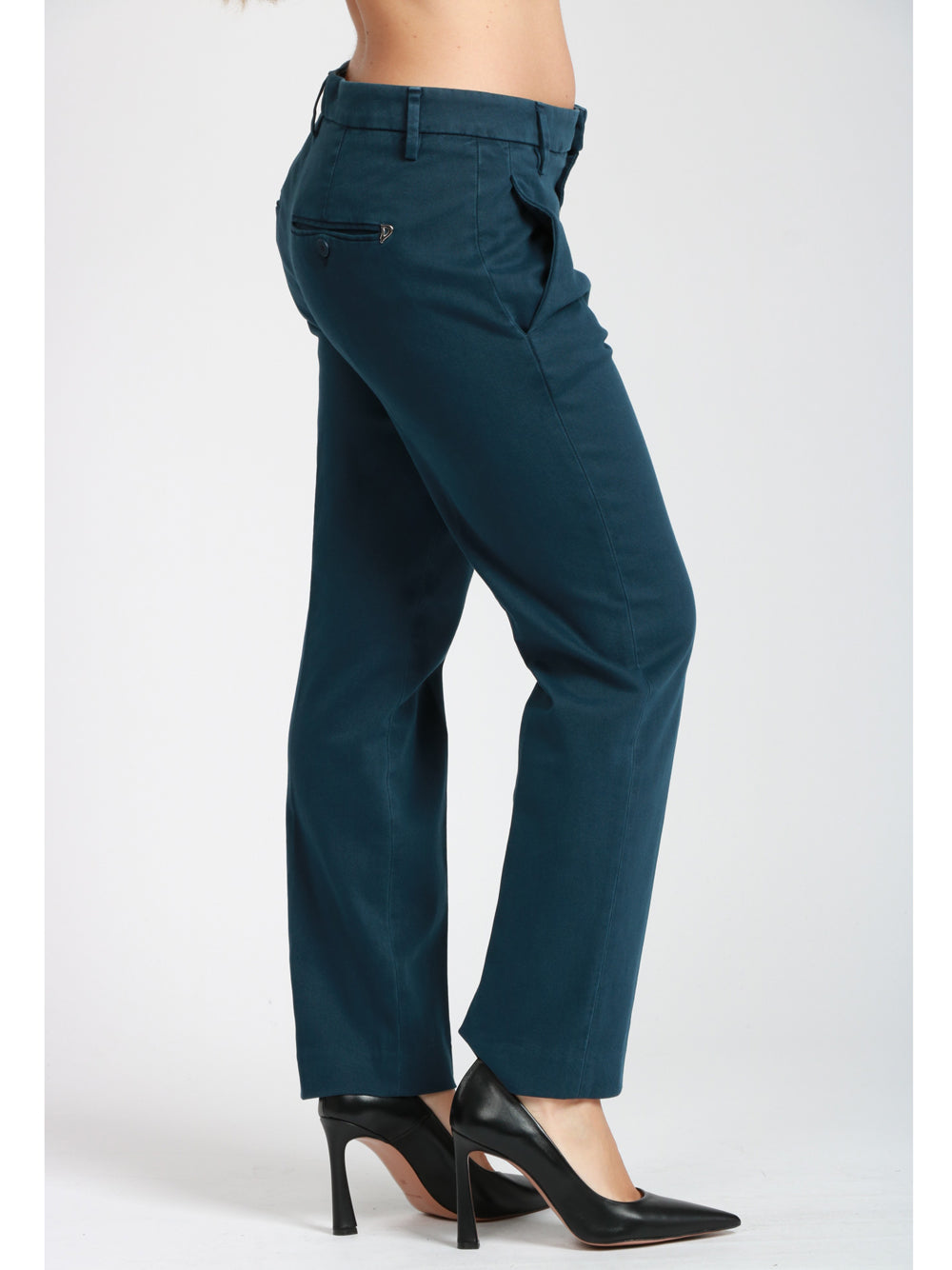 DONDUP Pantaloni Nima in Cotone Blu con Bottoni Blu