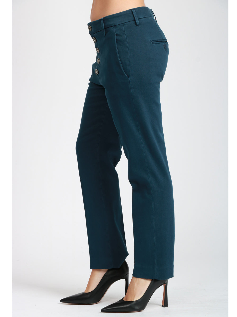 DONDUP Pantaloni Nima in Cotone Blu con Bottoni Blu