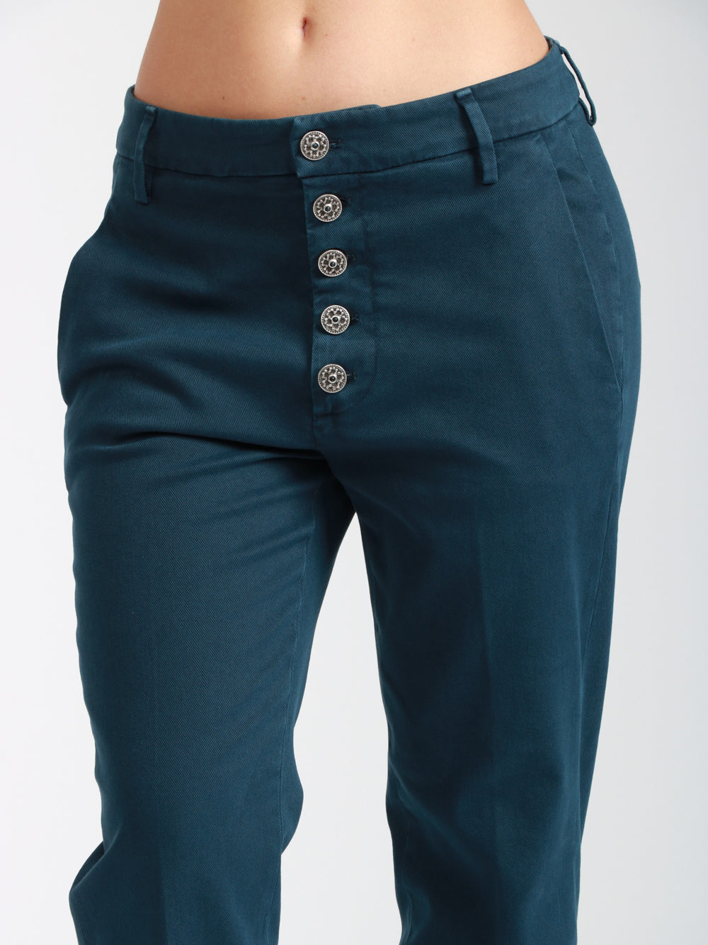 DONDUP Pantaloni Nima in Cotone Blu con Bottoni Blu