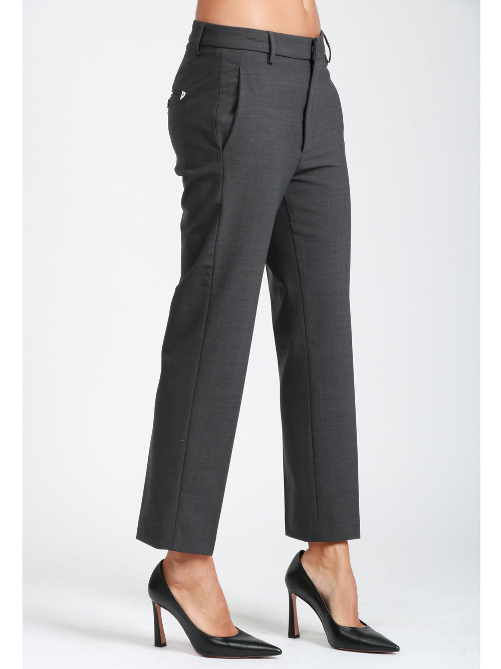 DONDUP Pantaloni Nima in Misto Lana Grigi Grigio Antracite