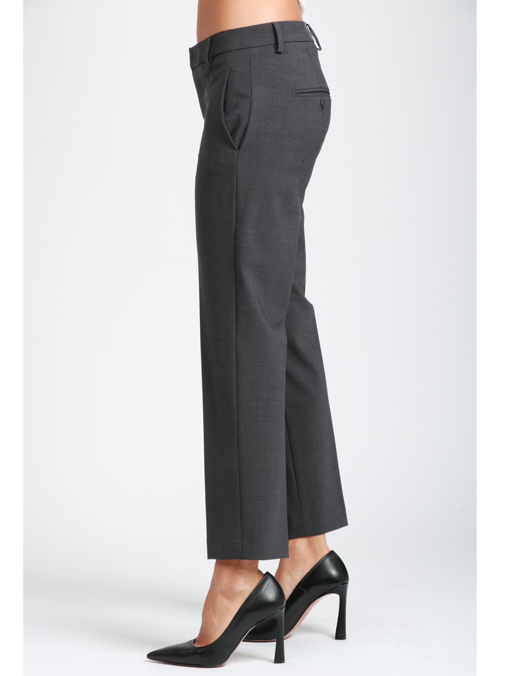 DONDUP Pantaloni Nima in Misto Lana Grigi Grigio Antracite
