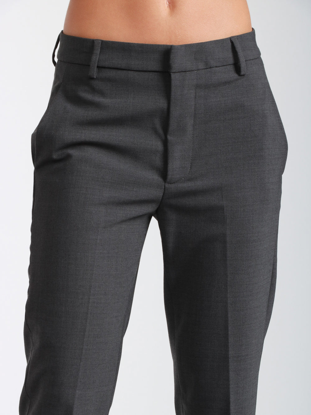 DONDUP Pantaloni Nima in Misto Lana Grigi Grigio Antracite