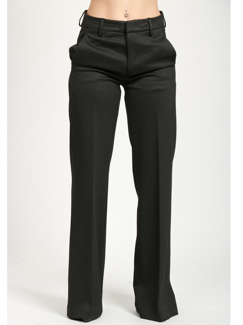 DONDUP Pantaloni Janice Palazzo Grigi a Fantasia Nero