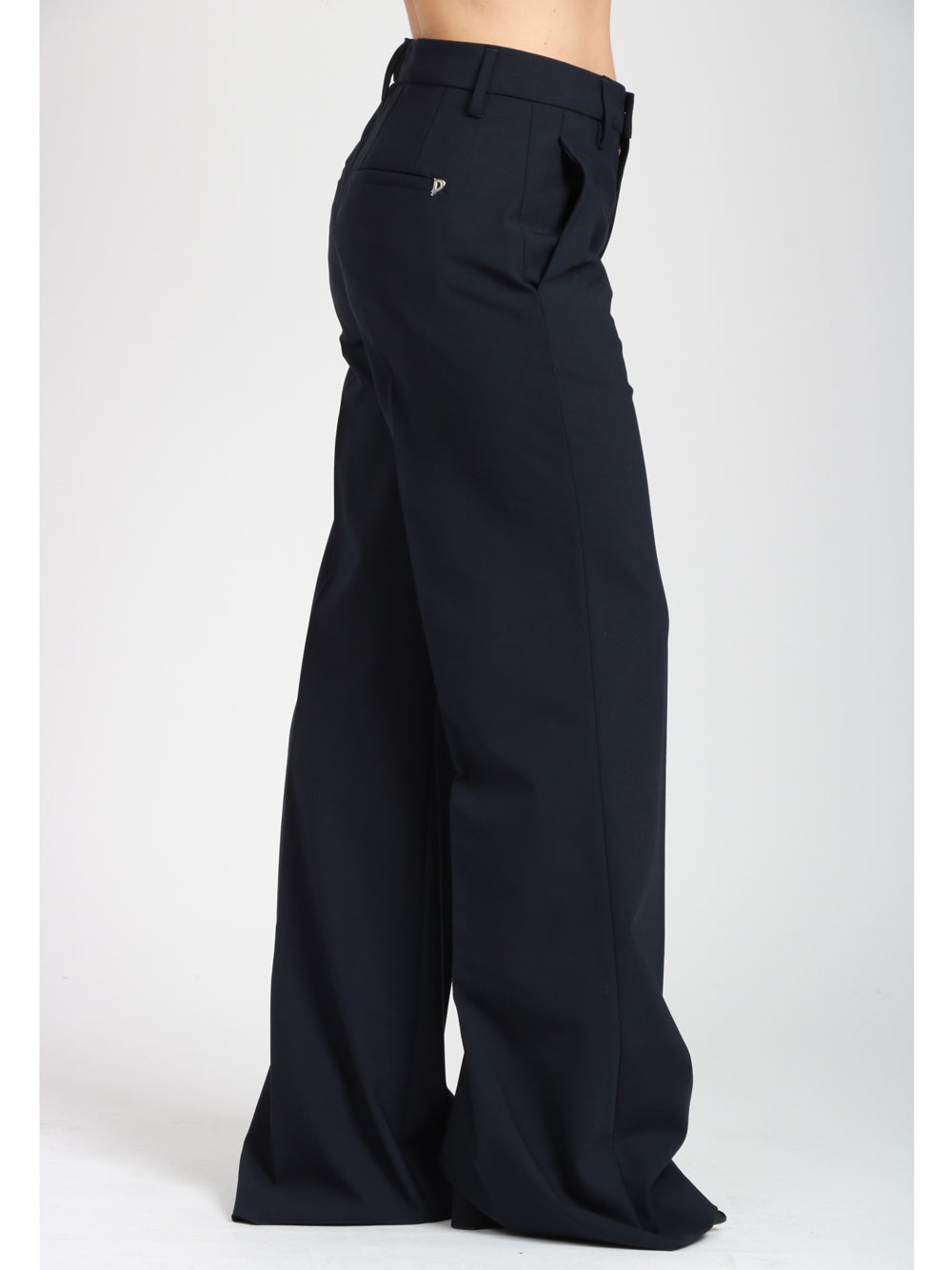 DONDUP Pantaloni Janice Palazzo in Fresco Lana Blu Blu notte