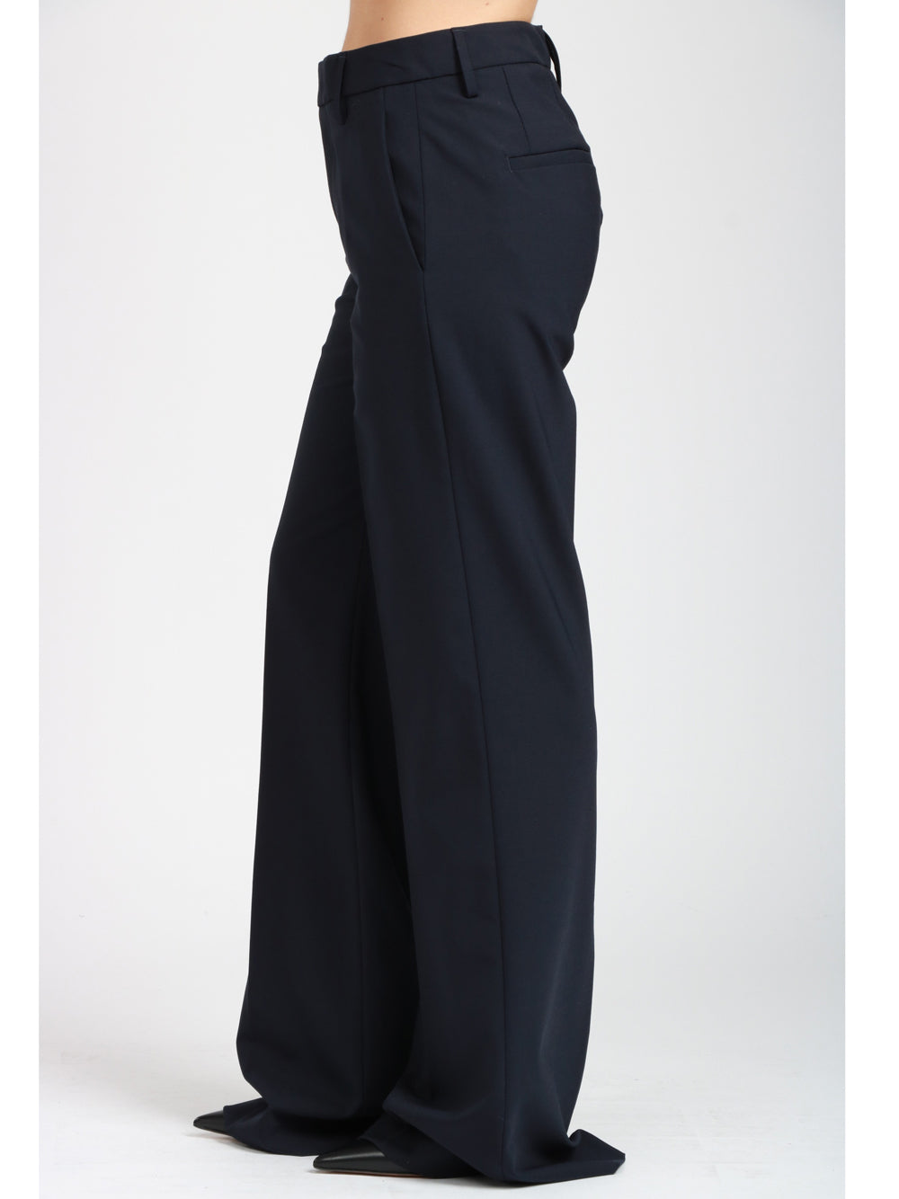 DONDUP Pantaloni Janice Palazzo in Fresco Lana Blu Blu notte