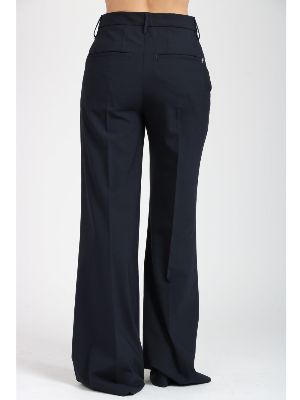 DONDUP Pantaloni Janice Palazzo in Fresco Lana Blu Blu notte
