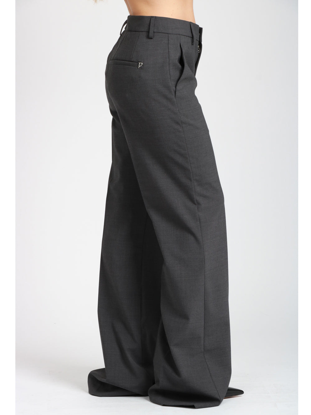 DONDUP Pantaloni Janice Palazzo in Fresco Lana Grigi Grigio