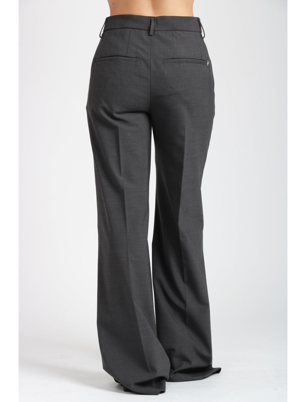 DONDUP Pantaloni Janice Palazzo in Fresco Lana Grigi Grigio