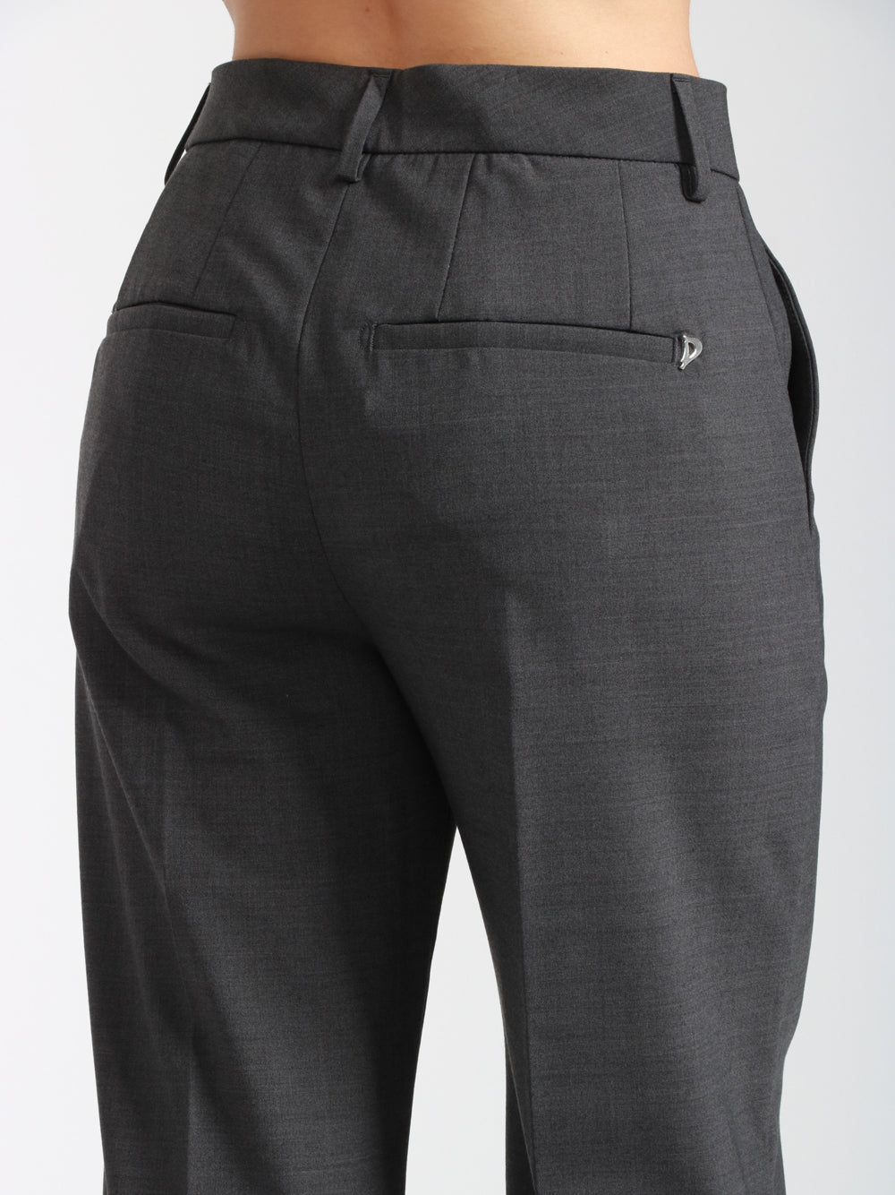 DONDUP Pantaloni Janice Palazzo in Fresco Lana Grigi Grigio