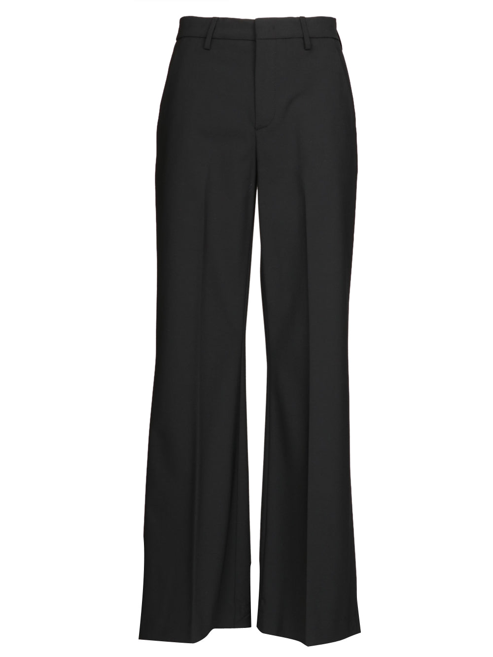 DONDUP Pantaloni Janice Palazzo in Fresco Lana Neri Nero