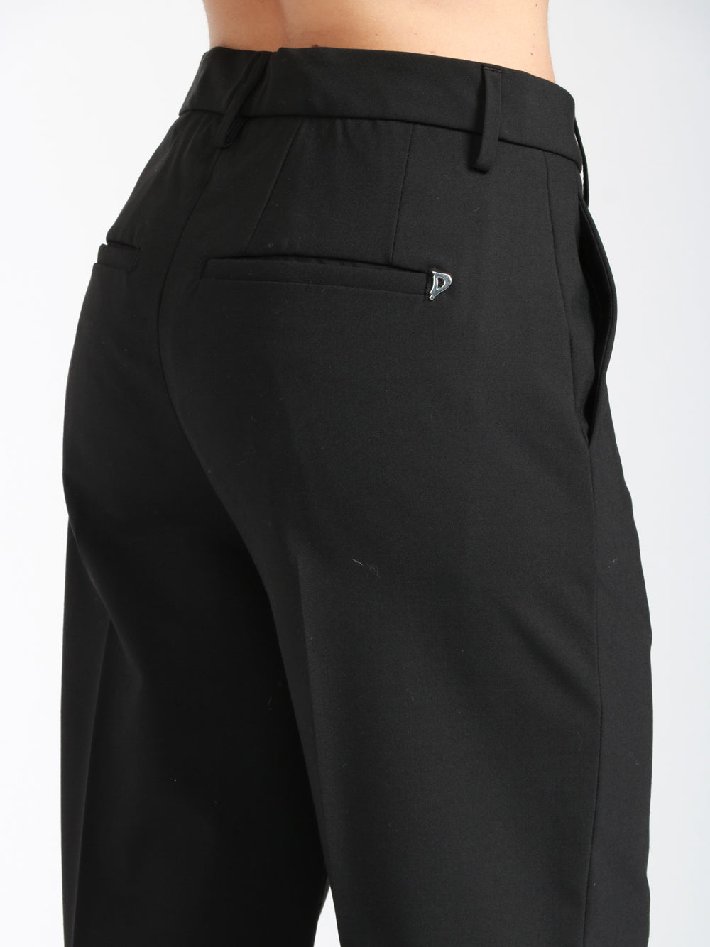 DONDUP Pantaloni Janice Palazzo in Fresco Lana Neri Nero