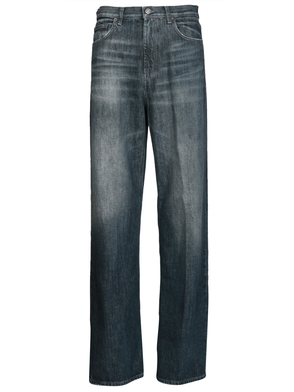 DONDUP Jeans Francine Gamba Larga in Denim Grigio Denim Nero