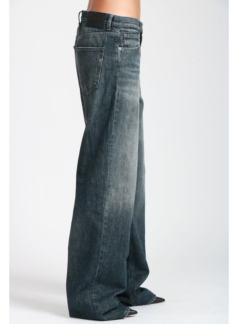 DONDUP Jeans Francine Gamba Larga in Denim Grigio Denim Nero
