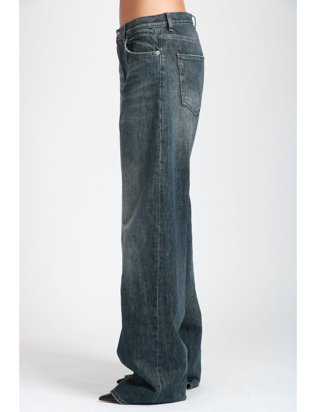 DONDUP Jeans Francine Gamba Larga in Denim Grigio Denim Nero