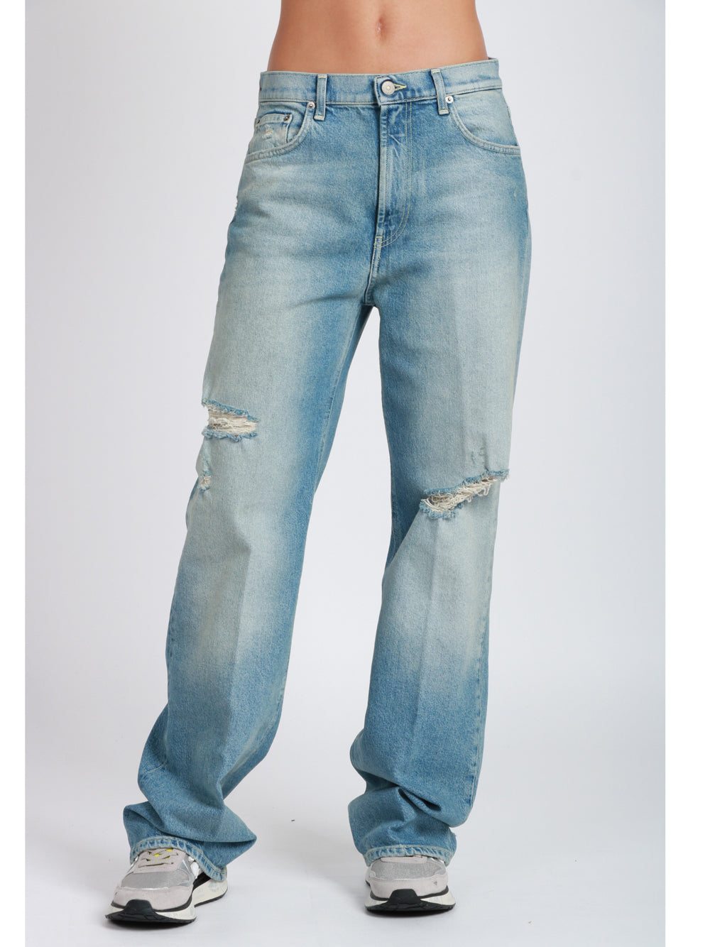 DONDUP Jeans Francine in Denim di Cotone Blu con Rotture Denim