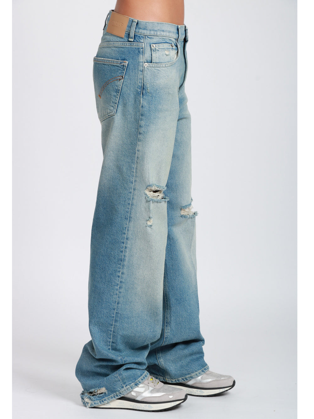 DONDUP Jeans Francine in Denim di Cotone Blu con Rotture Denim