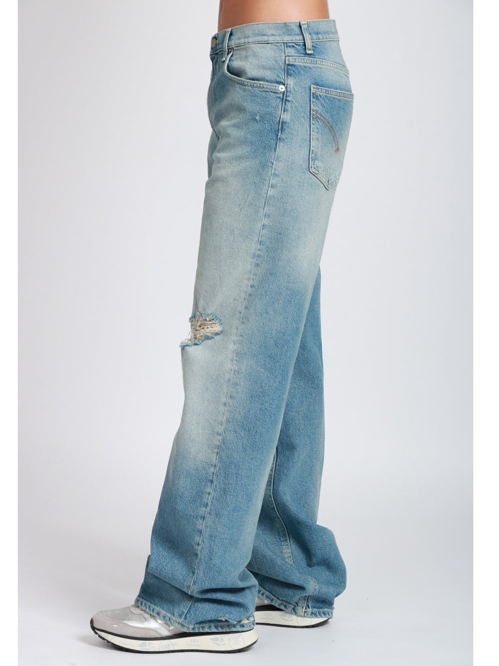 DONDUP Jeans Francine in Denim di Cotone Blu con Rotture Denim