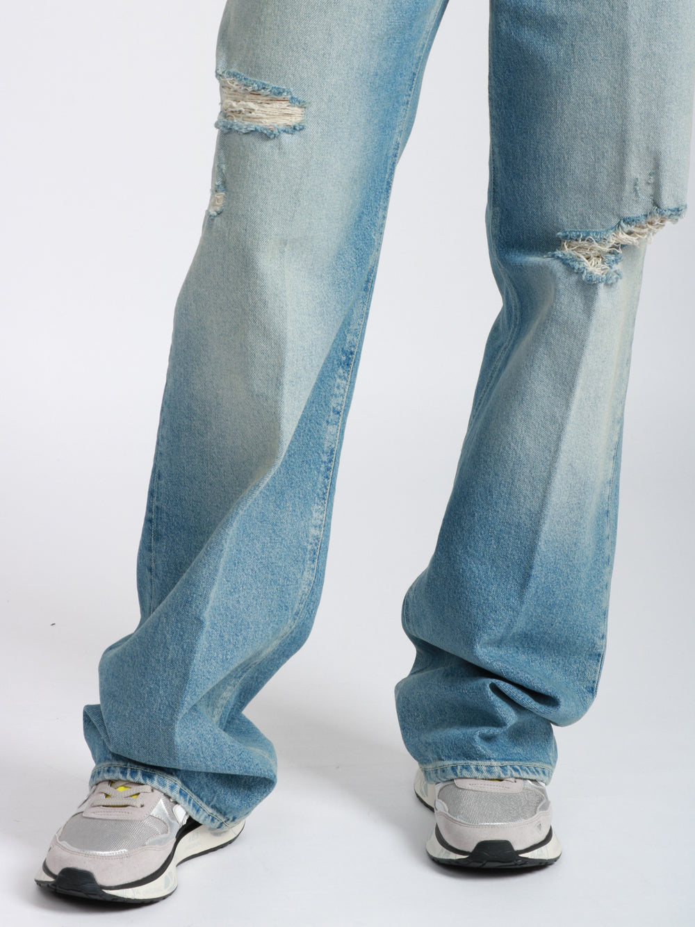 DONDUP Jeans Francine in Denim di Cotone Blu con Rotture Denim