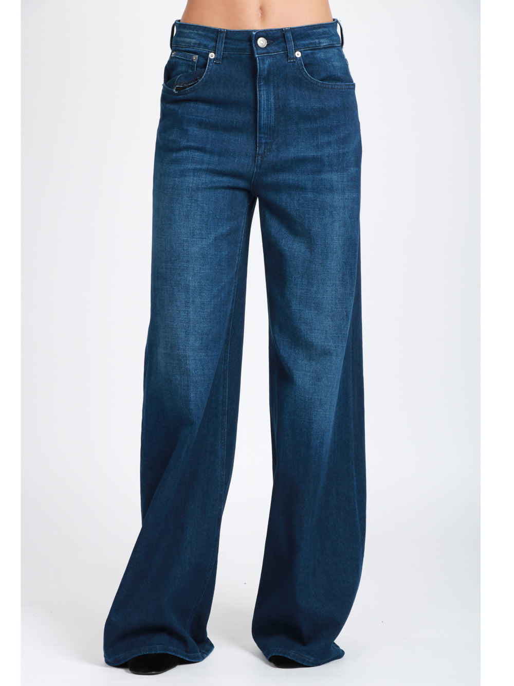 DONDUP Jeans Beatrix Gamba Larga in Denim di Cotone Blu Denim scuro