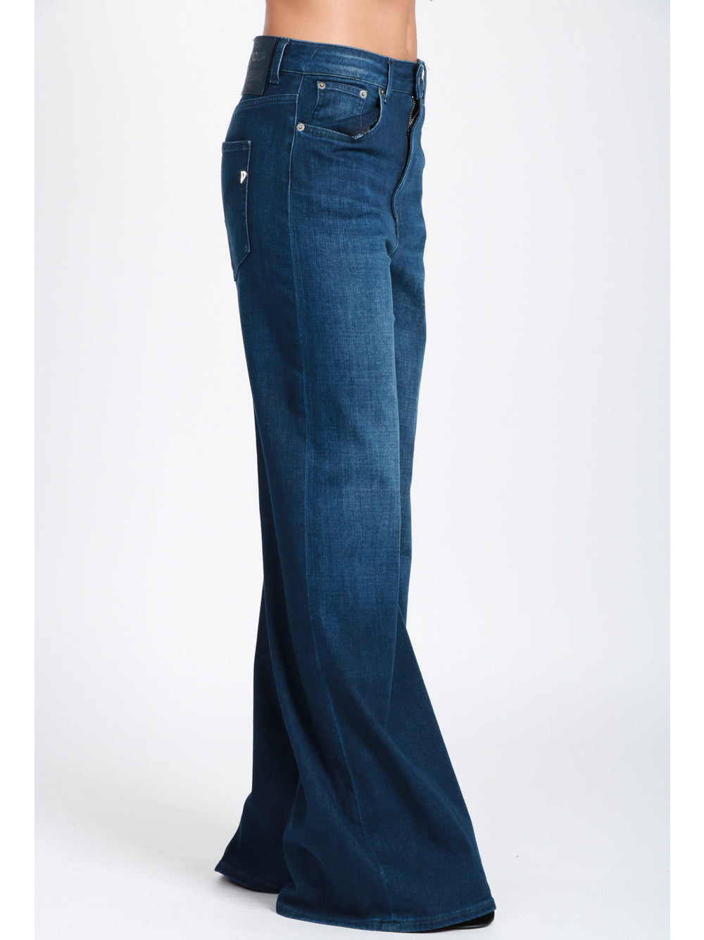 DONDUP Jeans Beatrix Gamba Larga in Denim di Cotone Blu Denim scuro