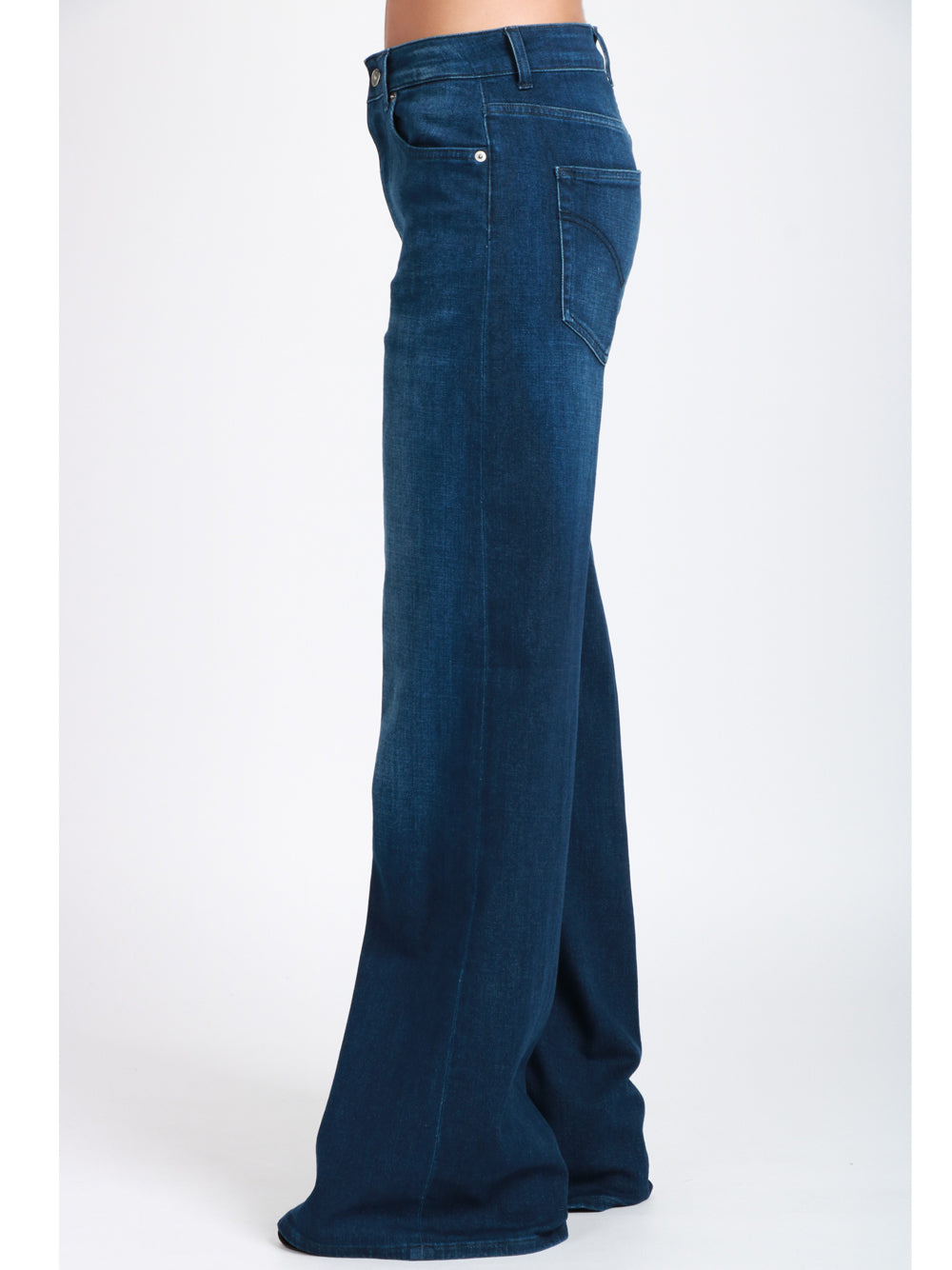 DONDUP Jeans Beatrix Gamba Larga in Denim di Cotone Blu Denim scuro