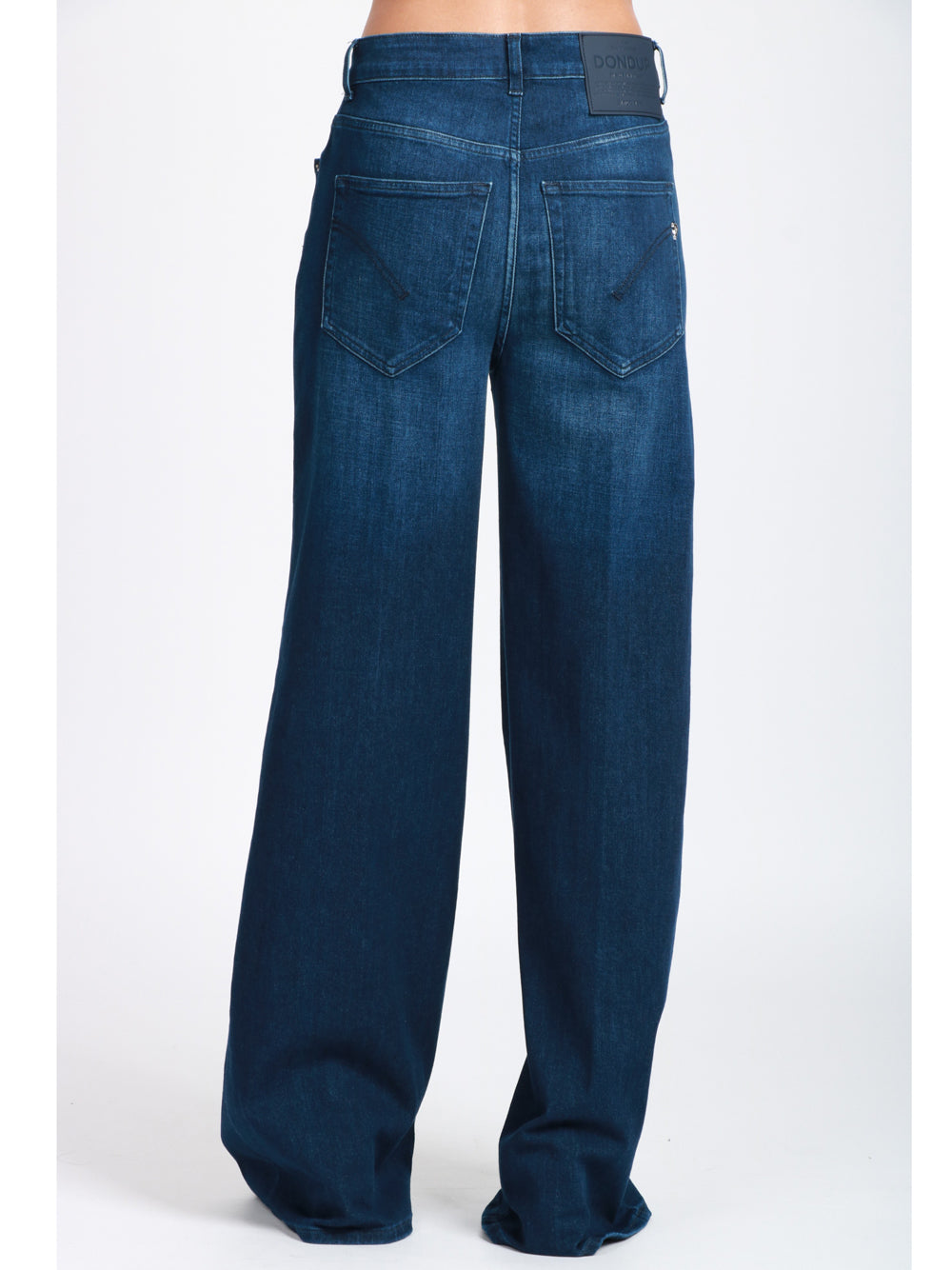 DONDUP Jeans Beatrix Gamba Larga in Denim di Cotone Blu Denim scuro