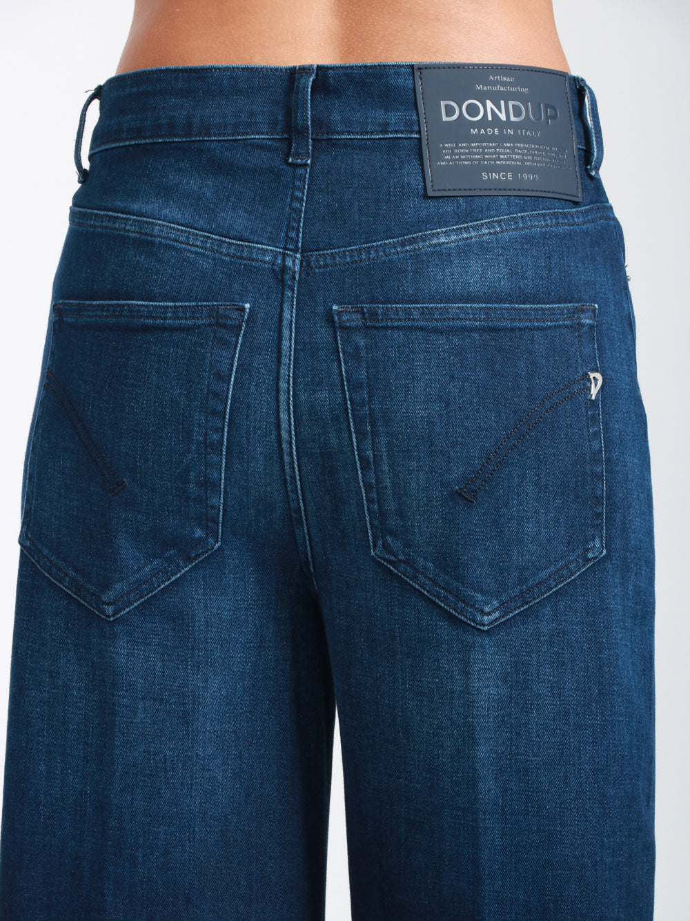 DONDUP Jeans Beatrix Gamba Larga in Denim di Cotone Blu Denim scuro