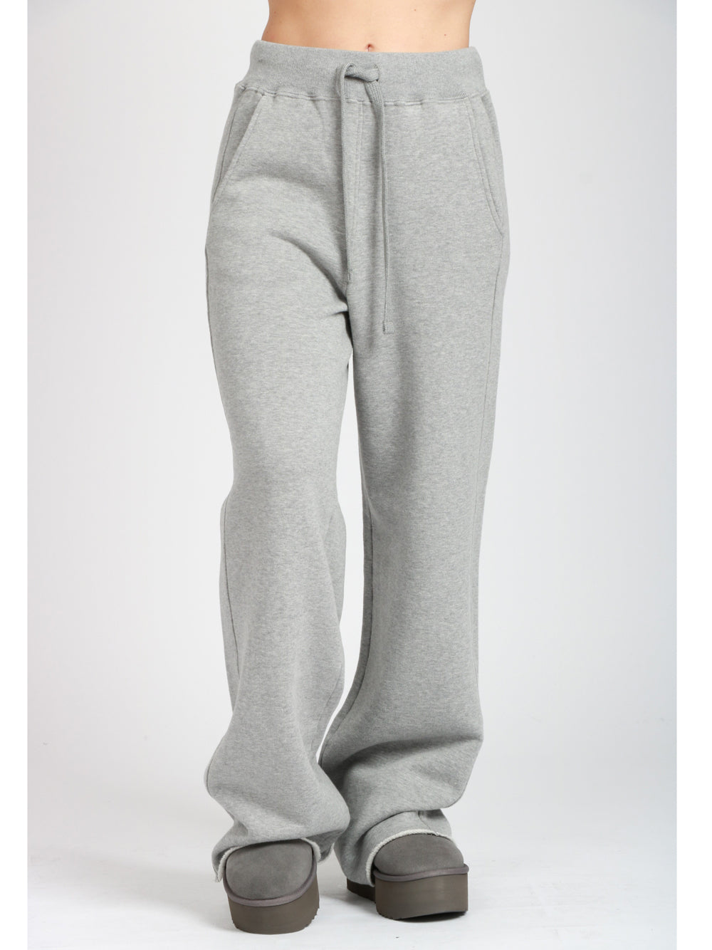 DONDUP Pantaloni Gamba Larga in Felpa Garzata Grigio Grigio
