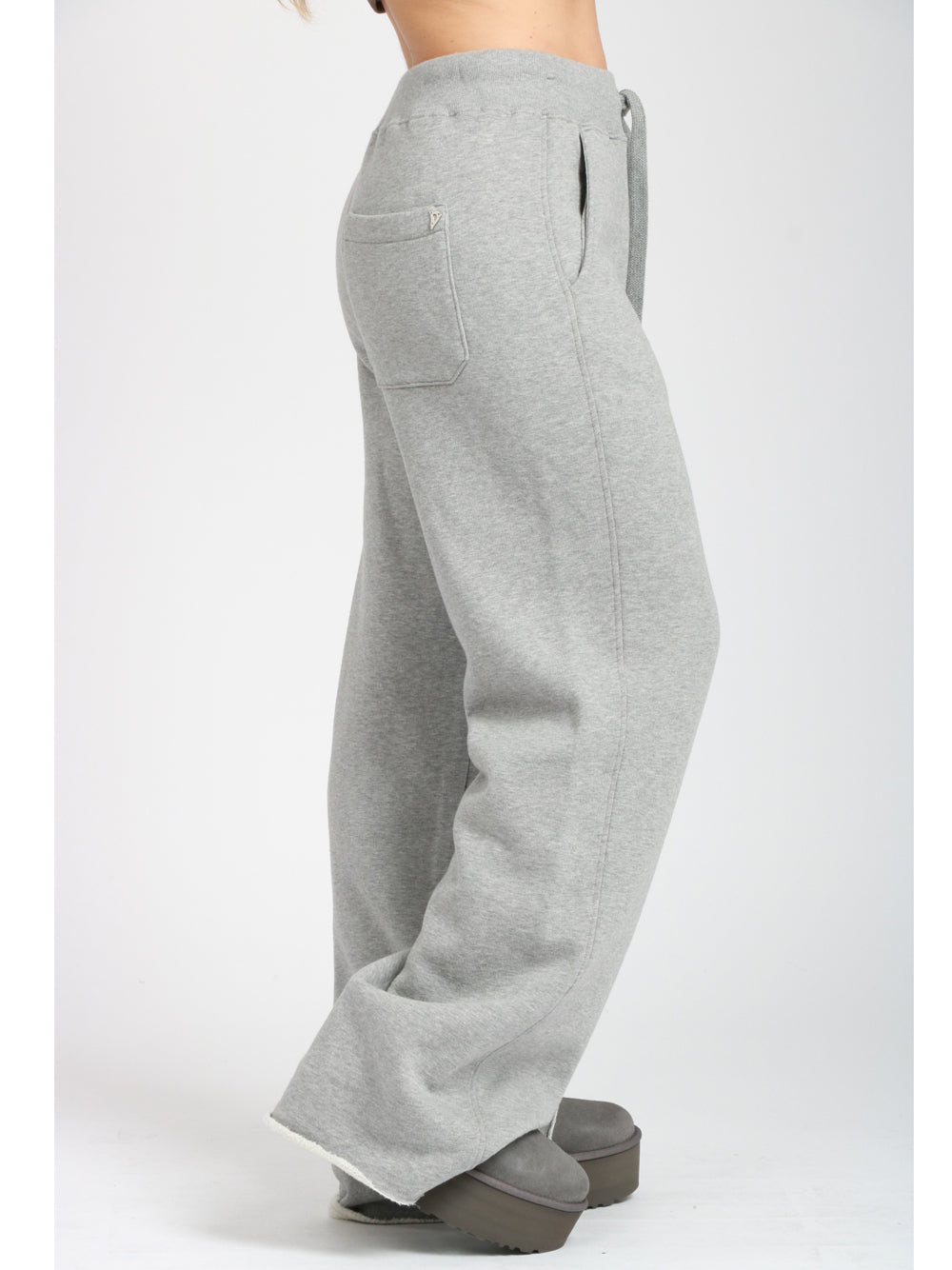 DONDUP Pantaloni Gamba Larga in Felpa Garzata Grigio Grigio