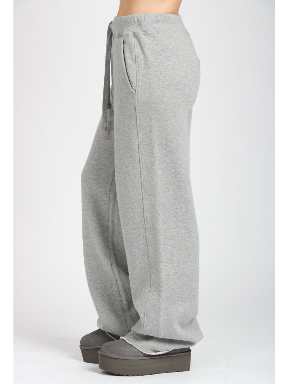 DONDUP Pantaloni Gamba Larga in Felpa Garzata Grigio Grigio