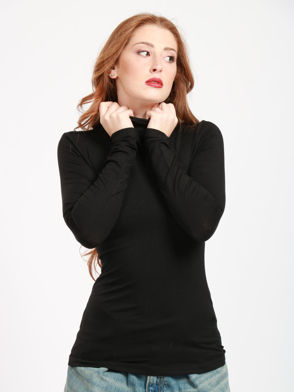 DONDUP Maglia in Misto Cashmere Nera con Collo Alto Nero