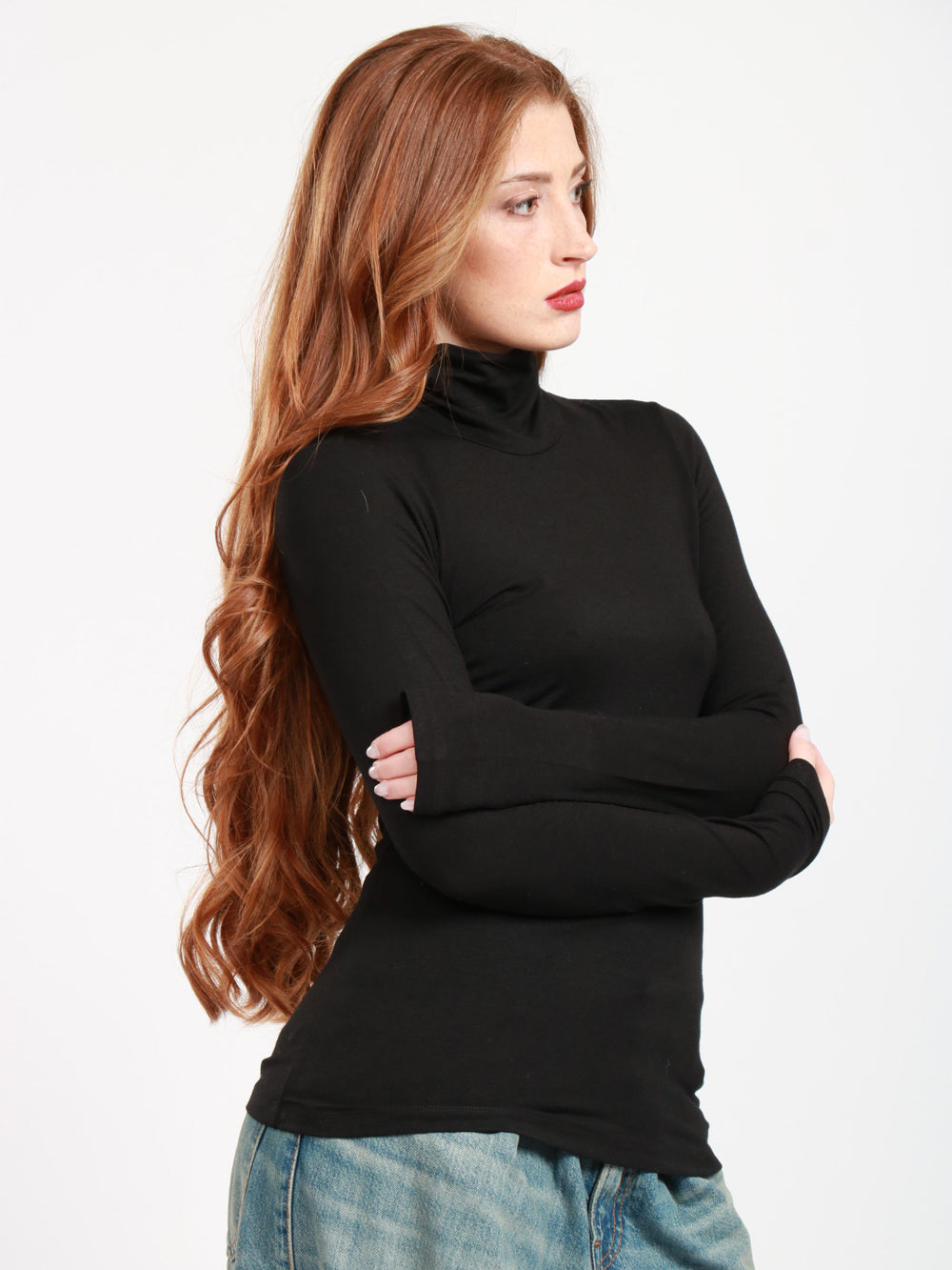 DONDUP Maglia in Misto Cashmere Nera con Collo Alto Nero