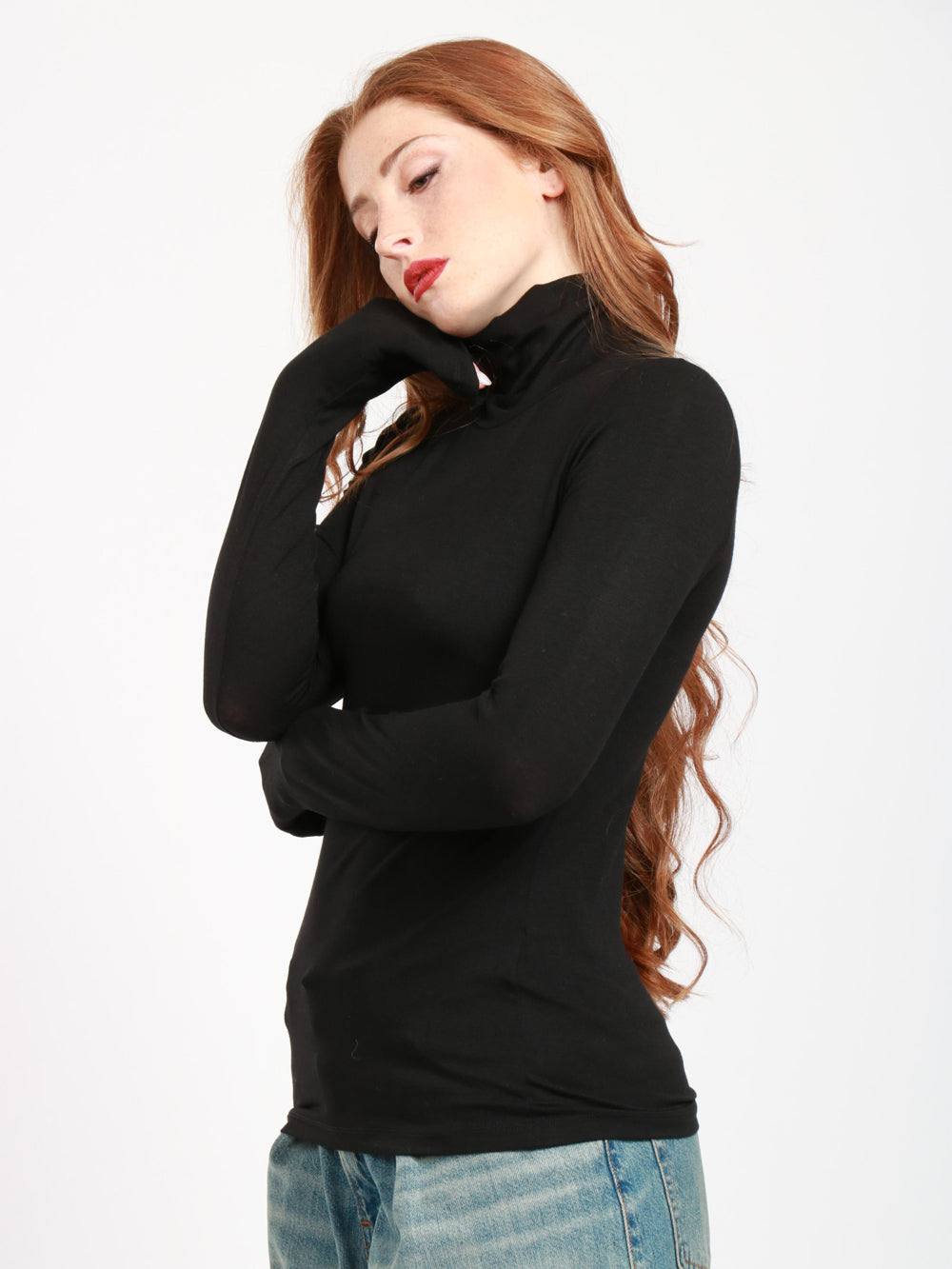 DONDUP Maglia in Misto Cashmere Nera con Collo Alto Nero