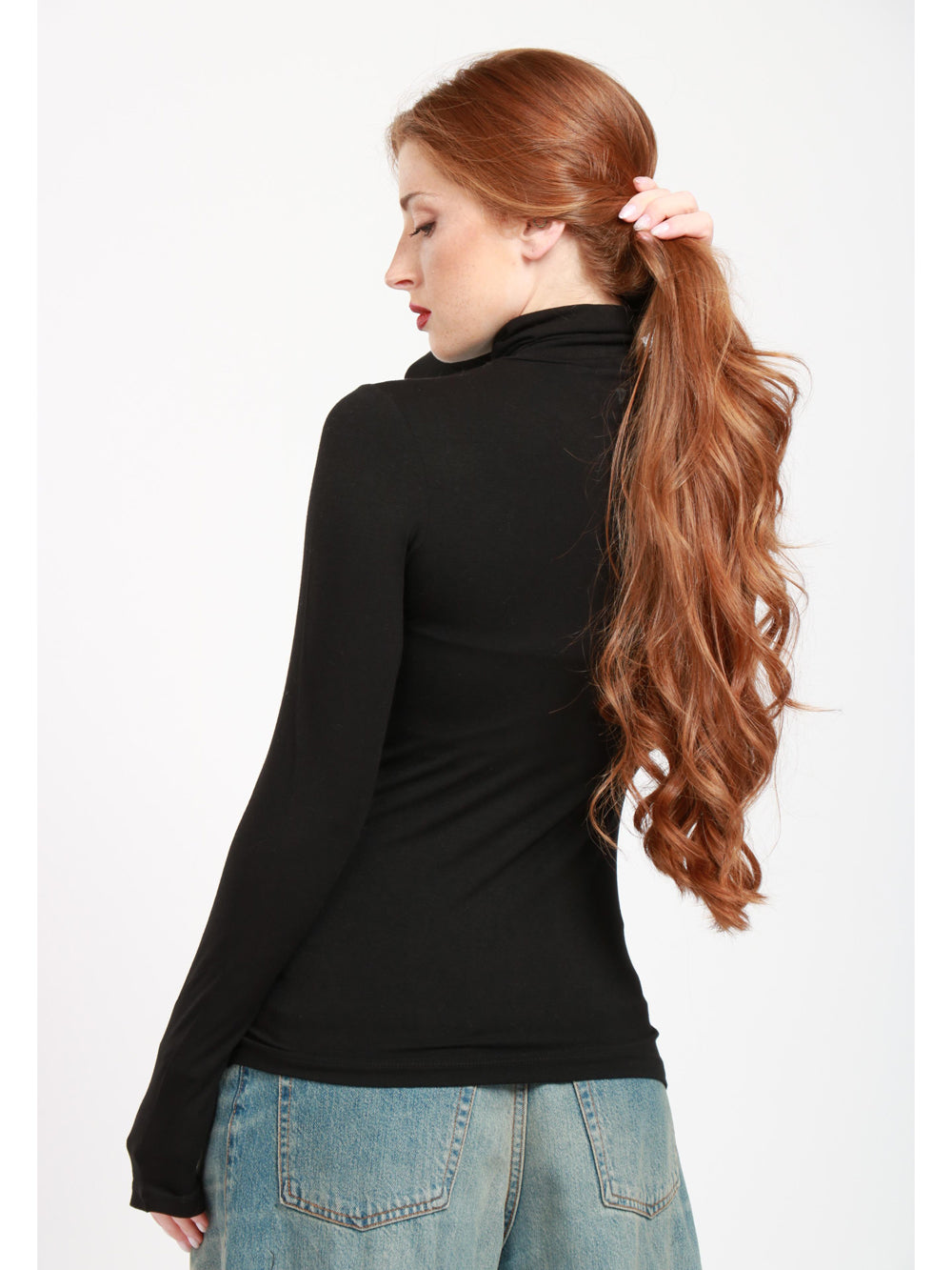 DONDUP Maglia in Misto Cashmere Nera con Collo Alto Nero
