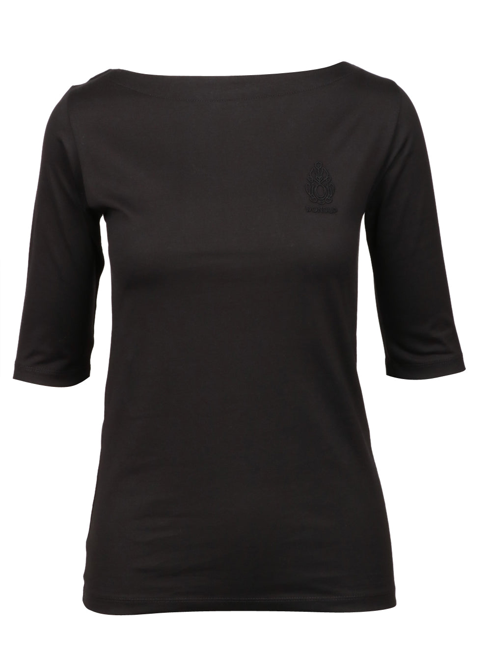DONDUP T-Shirt in Cotone Bianca con Ricamo Nero Nero