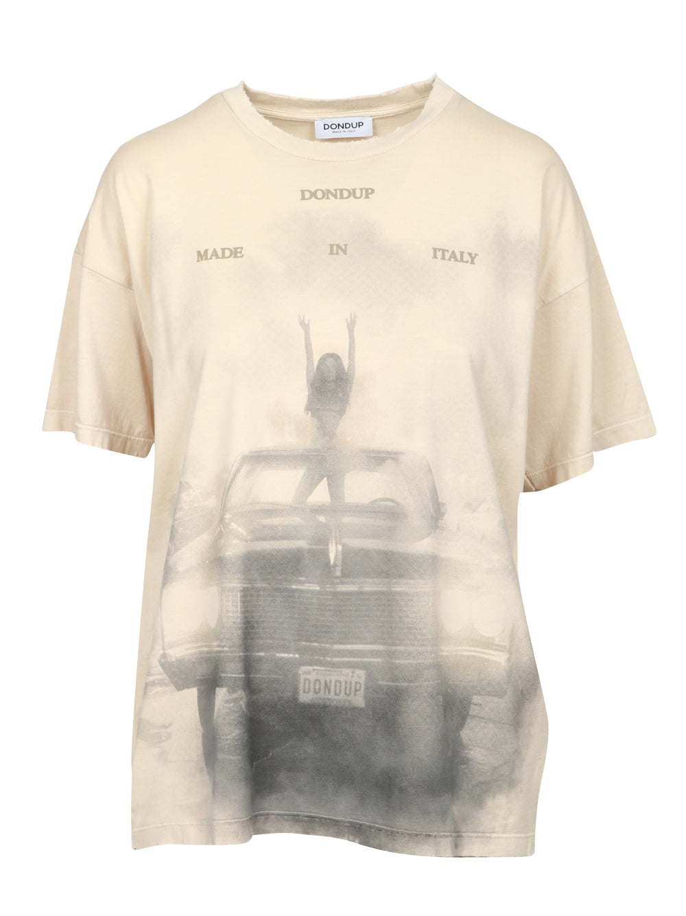 DONDUP T-shirt in Cotone Sabbia con Stampa Sabbia