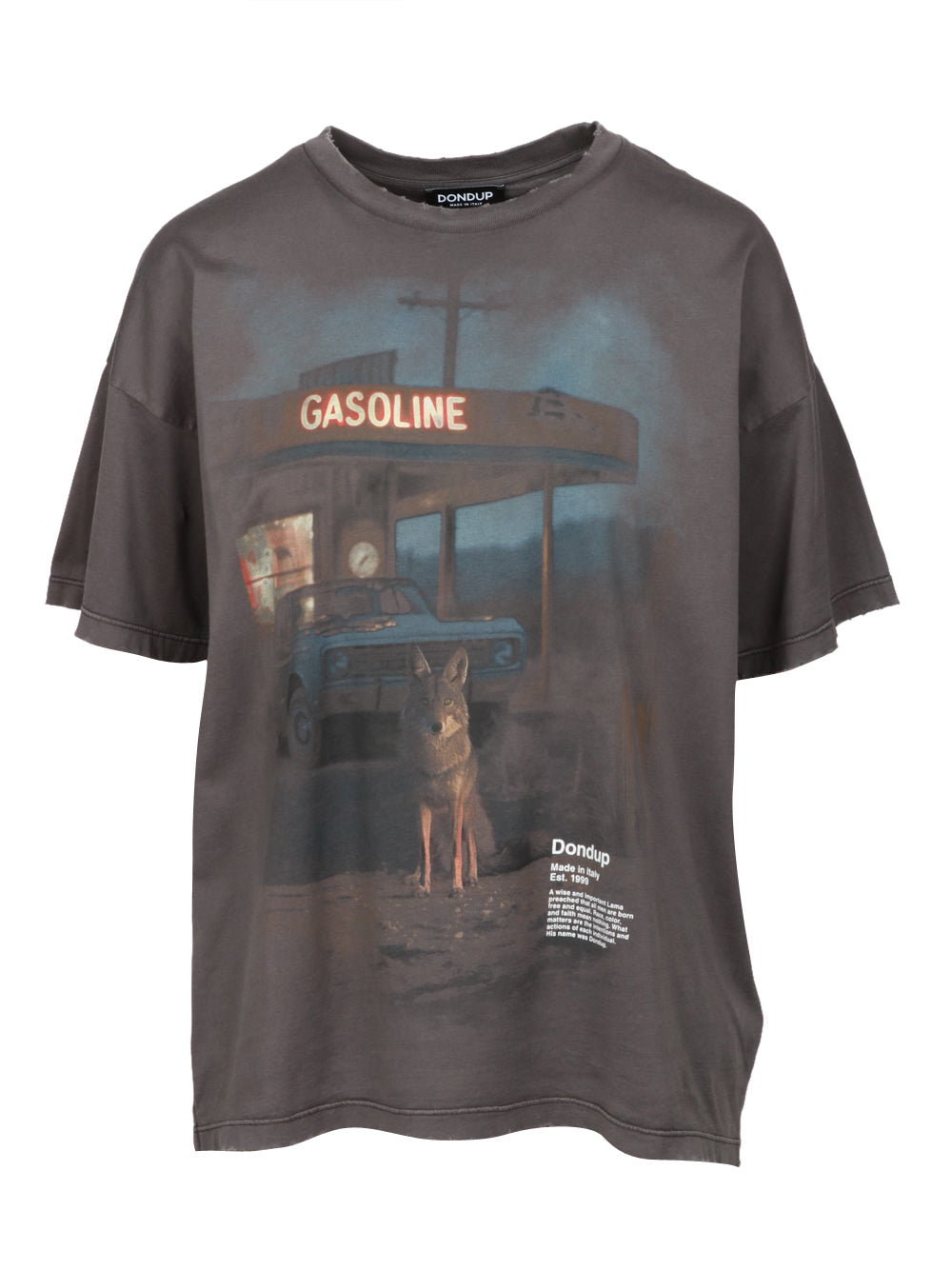 DONDUP T-shirt in Cotone Grigia con Stampa Lupo Antracite