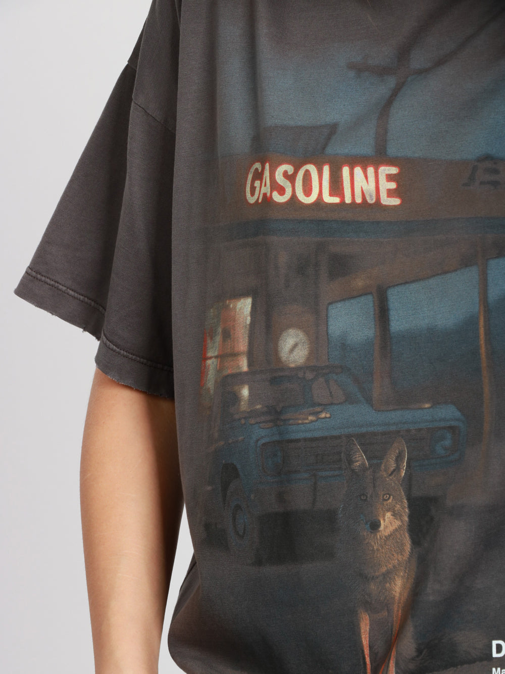 DONDUP T-shirt in Cotone Grigia con Stampa Lupo Antracite