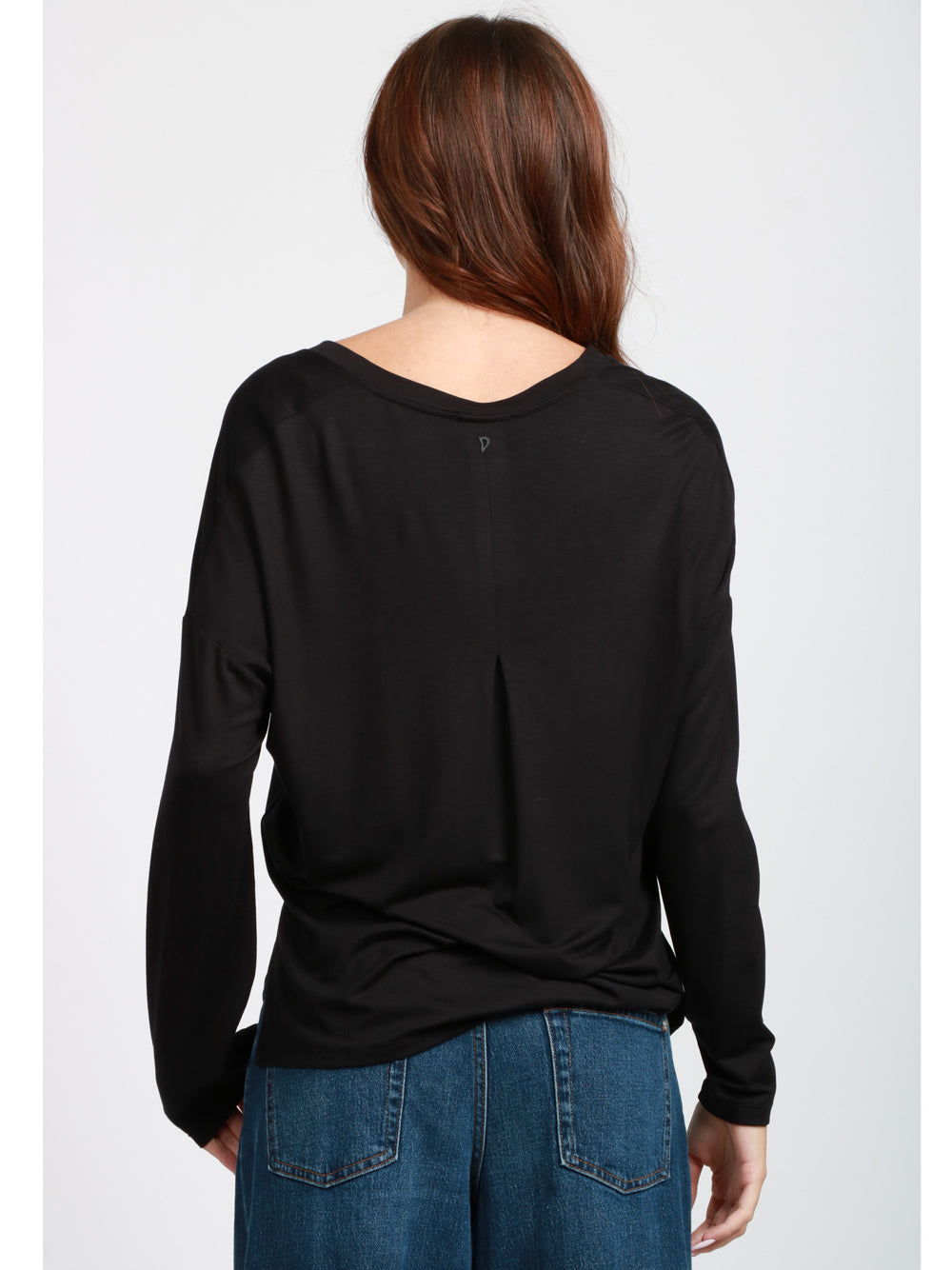 DONDUP T-shirt in Viscosa Nera con Scollo a V Nero