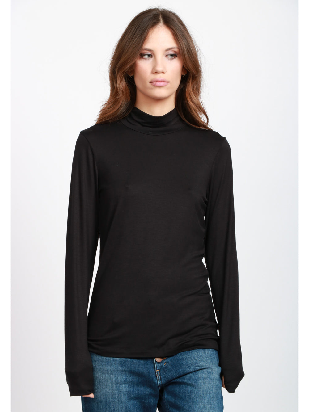 DONDUP Maglia Nera Collo Alto e Maniche Lunghe Nero