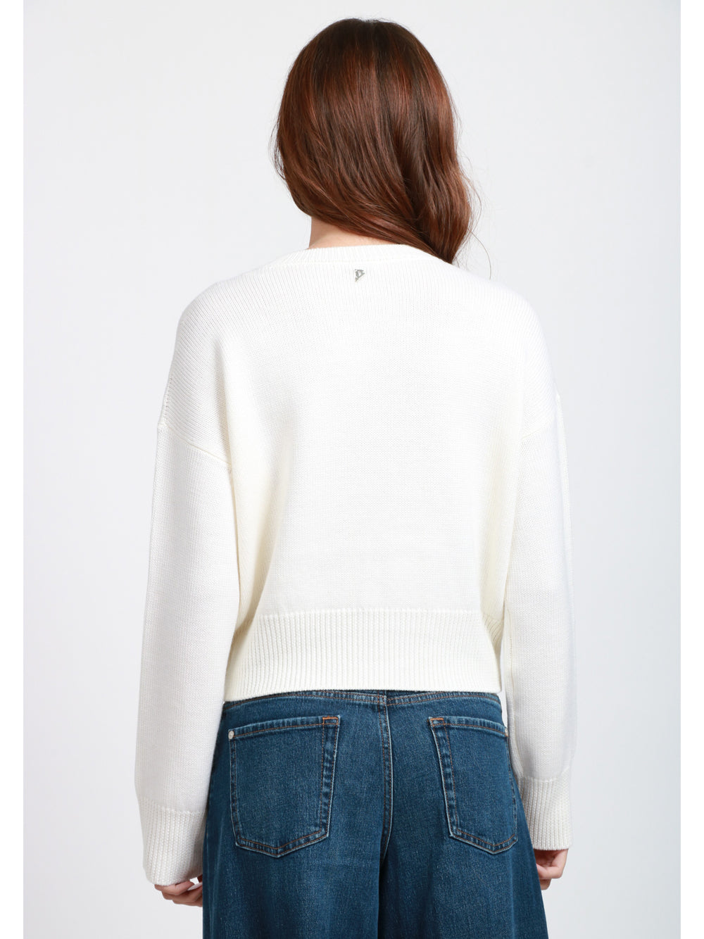 DONDUP Maglia in Lana Panna Crop Panna