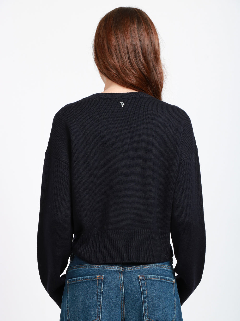 DONDUP Maglia in Lana Blu Crop Blu