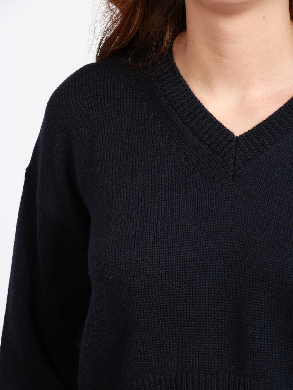 DONDUP Maglia in Lana Blu Crop Blu